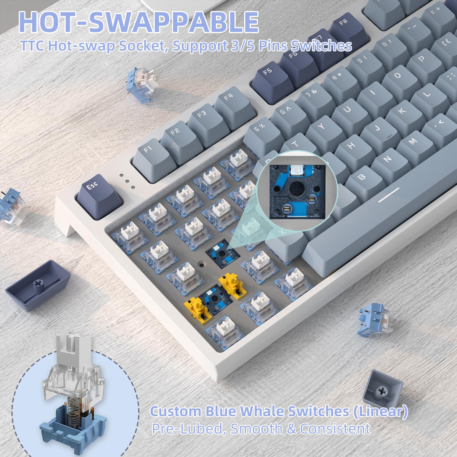 Amazon.com: ATTACK SHARK K86 Wireless Mechanical Keyboard with 1.2